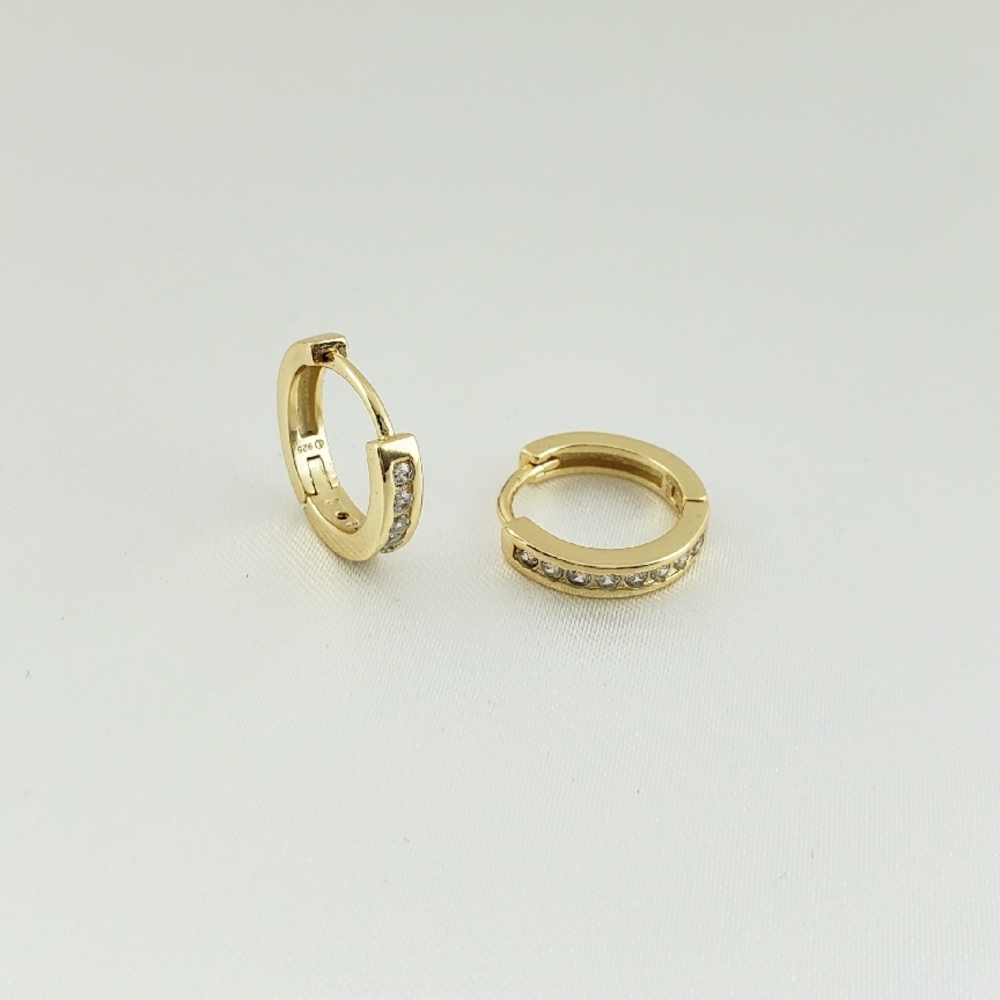 14K Gold Diamond Huggie Hoop Earrings